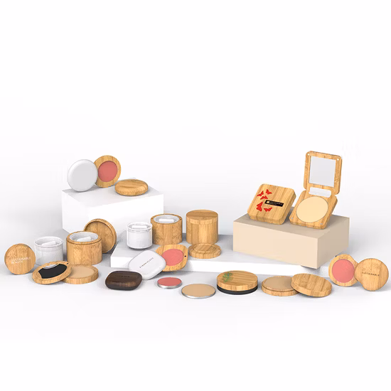 Logo personalizzato Ecologico Biodegradabile Riciclabile Sostituibile Vuoto Compatto in polvere di bambù per il trucco