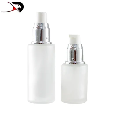 Bottiglia cilindrica per emulsione, tappo anodizzato, cosmetico, bottiglia vuota, lozione per il latte, bottiglia di vetro, crema solare, spray, toner, stampa, bottiglie separate, cosmetico, vetro